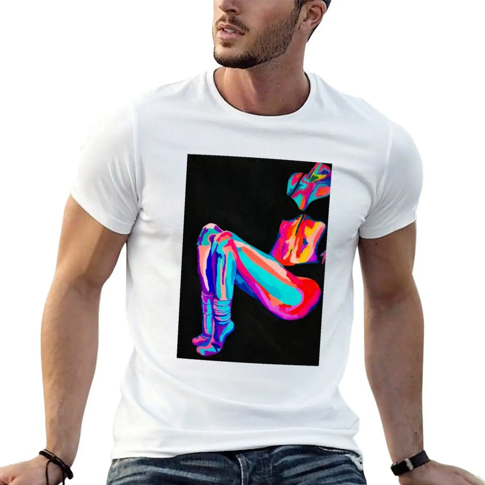 

Colourful infrared thermal effect woman sitting down T-Shirt man t shirt summer essential t shirt T-Shirt
