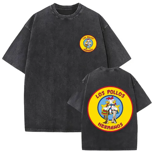 Imagen 1 del producto Camisetas estampadas Vintage lavadas Breaking Bad Los Pollos Hermanos, camiseta de Chicken Brothers, camisetas Retro para hombre Better Call Saul