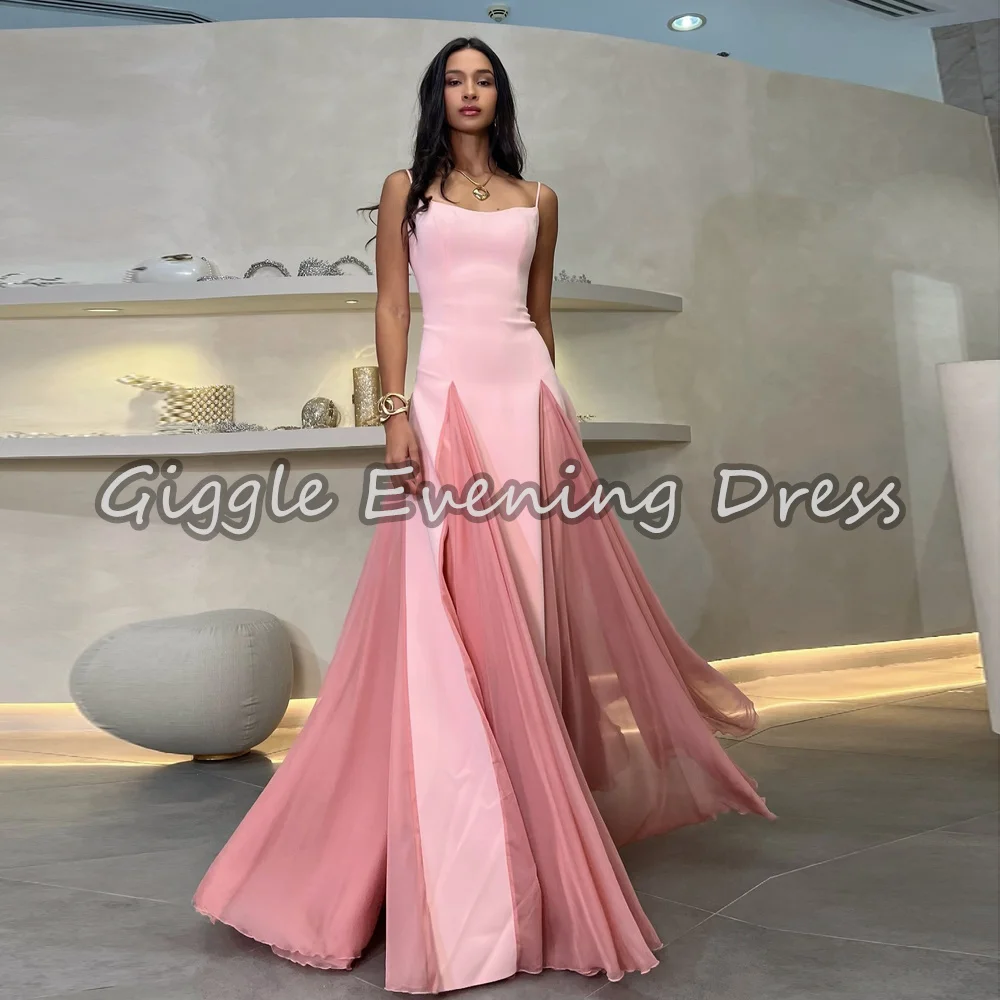 

Giggle креп трапециевидной формы с вырезом в форме сердца, длиной до пола, драпированные, простые вечерние платья в Саудовской Аравии для женщин, 2025 г., без рукавов