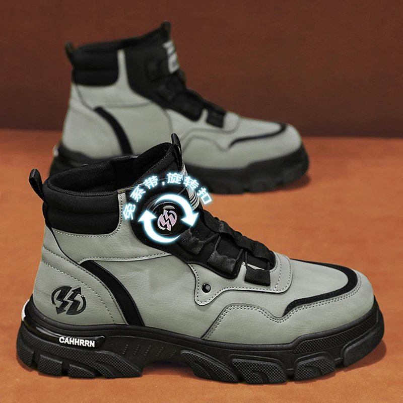 

Зеленые мотоциклетные туфли с высоким берцем, мужские ботинки на платформе, размер 38–45, мужские удобные кожаные мужские ботильоны botas de hombre