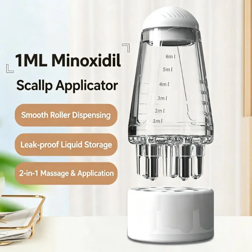 Scalp Applicator Hair Essence Roller Bottle 6ml, 5‑Rollerball Massage Head Leak‑Proof Hair Oil Dispenser, Portable Root Serum view 4
