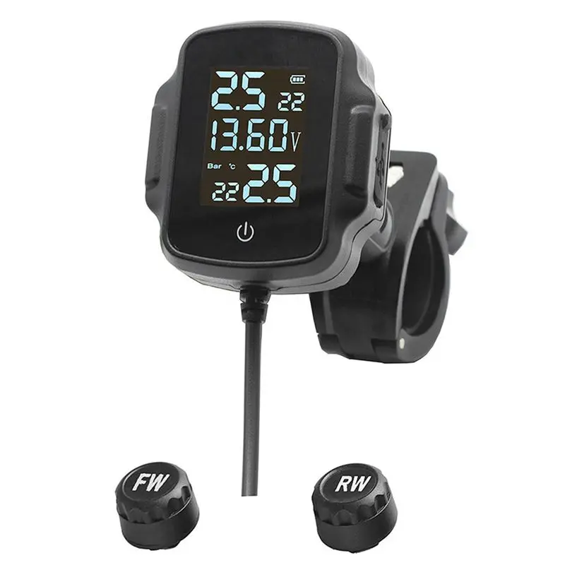 

Передовая система контроля давления в шинах для мотоциклов (TPMS) с функцией оповещения о температуре шин и USB-портом QC 3.0