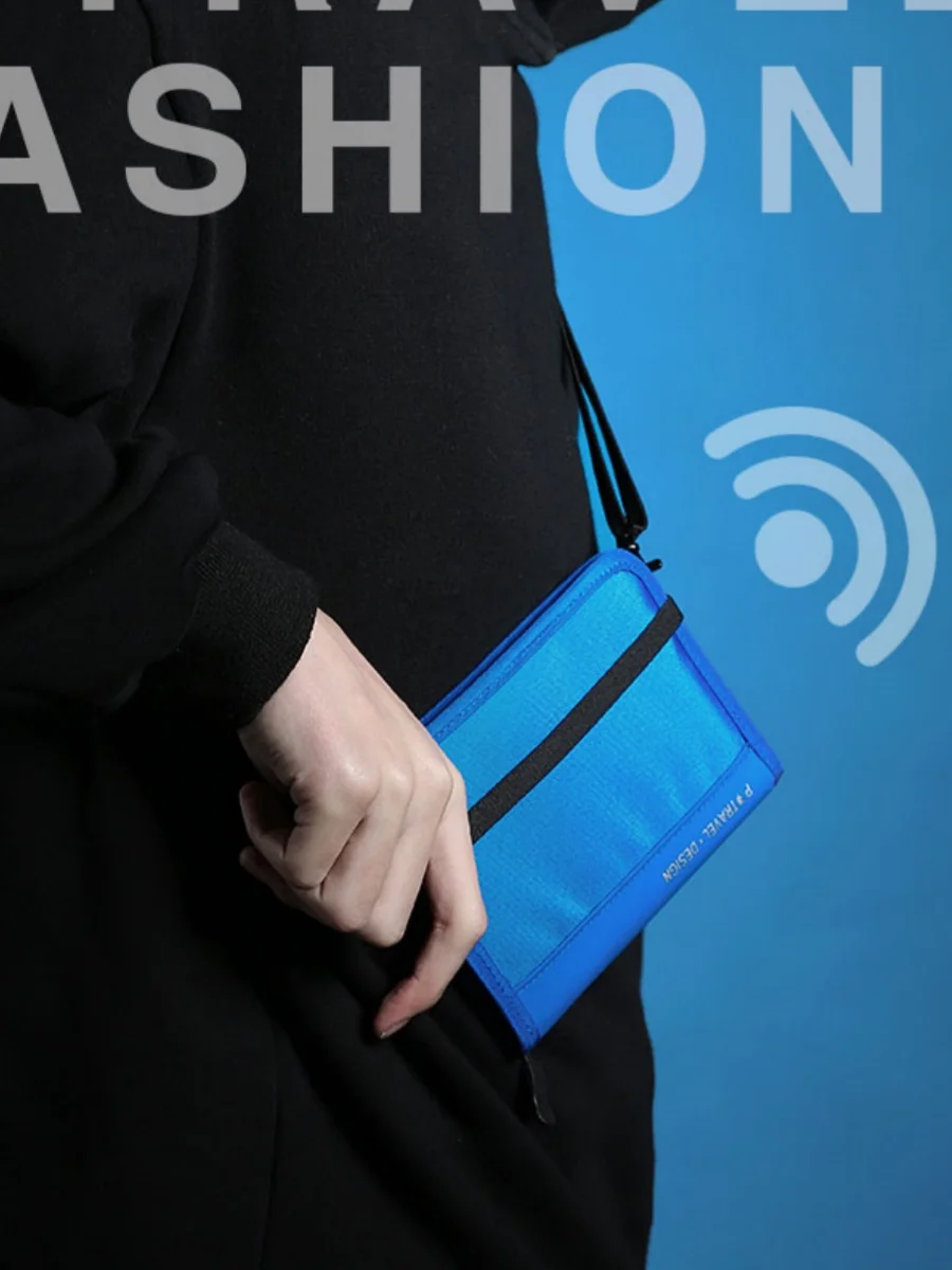 حزام رقبة للسفر، حامل جواز سفر من النايلون المقاوم للماء RFID، حافظة بطاقات للرحلات الدولية، منظم وثائق سهل الحمل