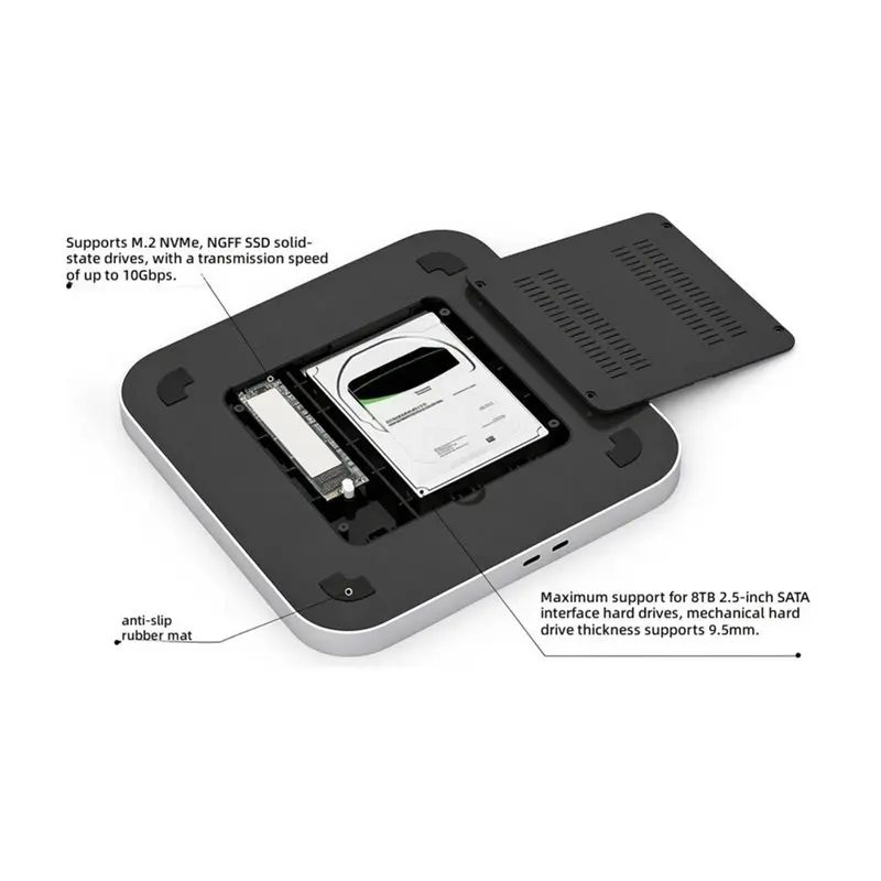 For Mac Mini Studio Dock With 2.5Inch Hard Disk Enclosure Multi USB 3.0 For SD/TF Card Reader For Mac Mini Dock Station