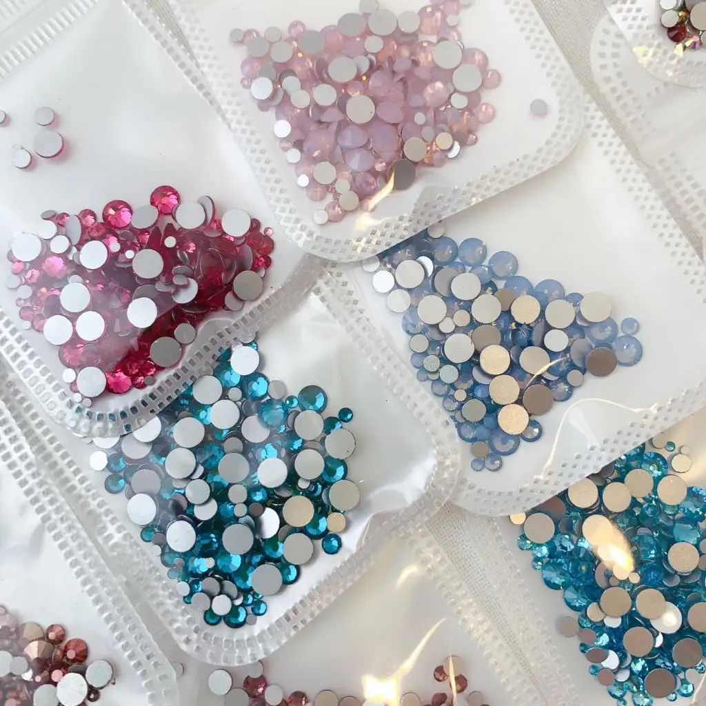 5gram Mixed Size ss4-ss20 Blue/Green/Pink/White Opal 3D Crystal Nails Art Rhinestone,Flatback Glass Nail art Decoration