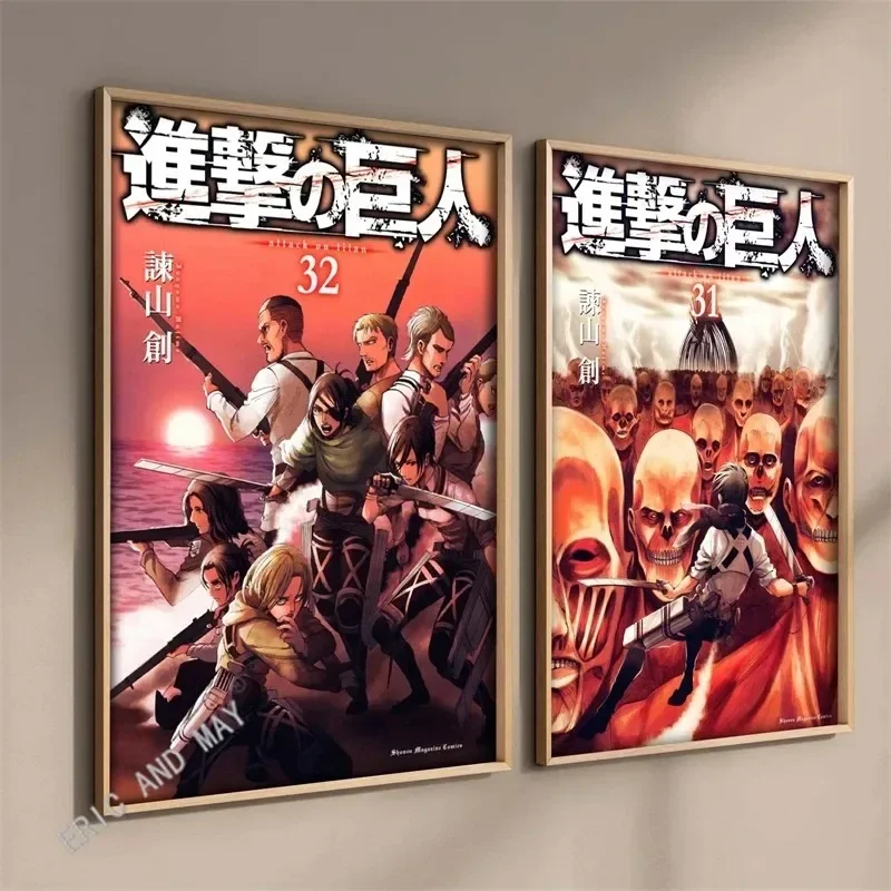 Titan Anime Attack Aesthetic Shingeki No Kyojin Levi Eren Manga Cover Canvas Painting Wall Art for Living Room Decoration