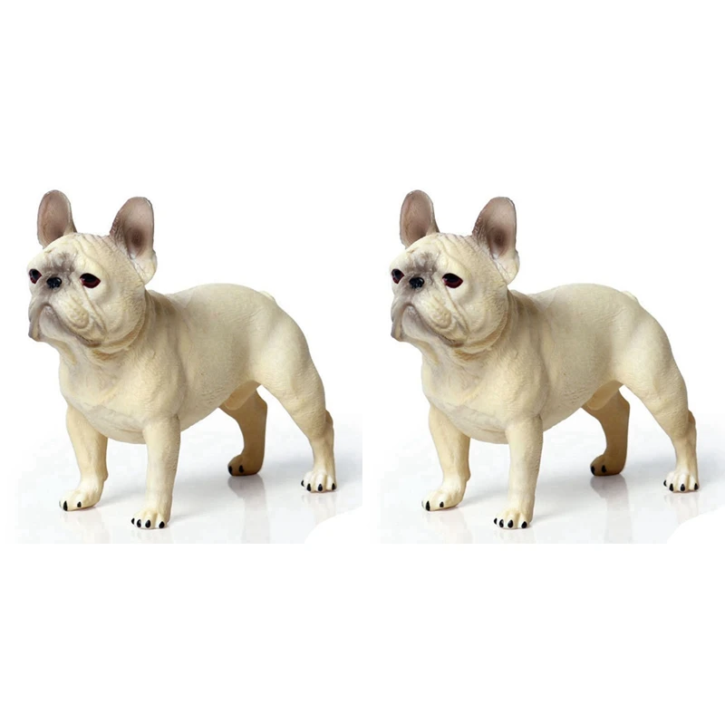 2X Pug Dog French Bulldog Models Standing Position Action Figure Kids Educational Cheap Toy Gift Collection