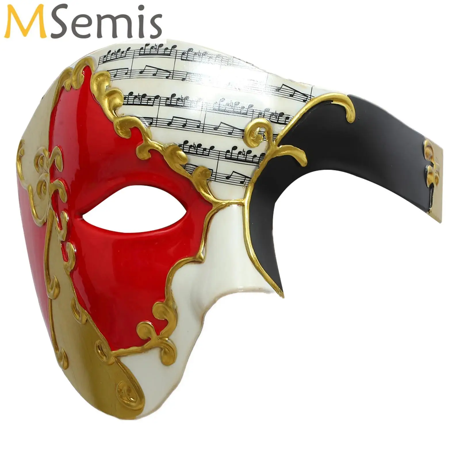 Masquerade Mask for Men Opera Mask Phantom One Eye Hand-painted Pattern Half Face Mask Venetian Masks for Halloween Party Props