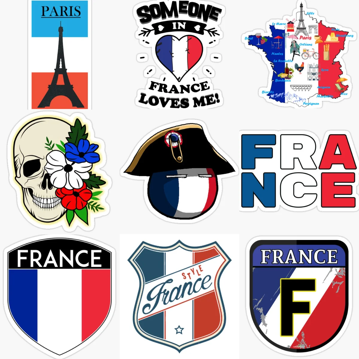 

France Flag Map Emblem Creative Personalized Stickers for Car Van Bicycle Motorcycle Helmet Fridge Wall Decoration Accessories