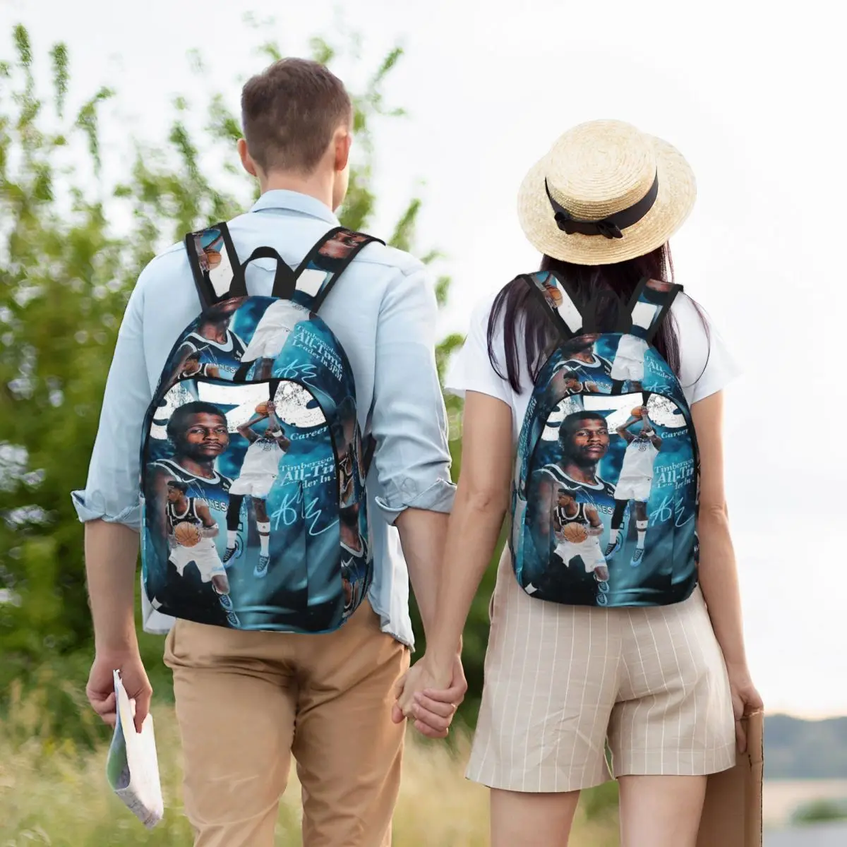 Minnesota Timberwolves Ant Keeps Breaking Anthony Edwards Student Backpack School Bag Travel Daypack Bookbag Shoulder Bags