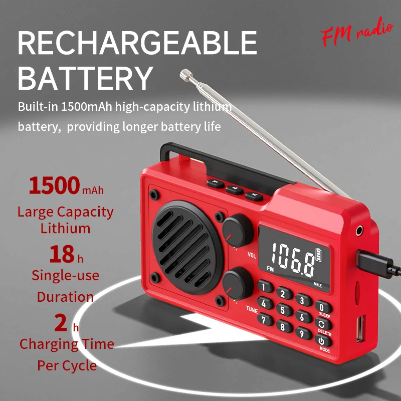 AM FM SW محطة راديو معدات البث الرقمية الصغيرة جيب صغير مشغل ستيريو تصميم سماعات بلوتوث لاسلكية محمولة #4