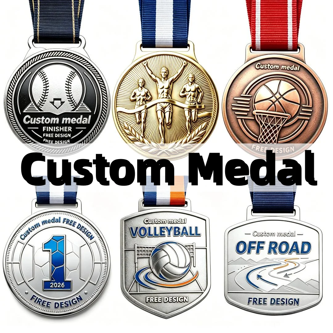 Médailles personnalisées pour récompenses, médaillon gravé, médaille sportive pour vainqueur, médaille en métal or, argent, cuivre, ruban, souvenir, cadeau