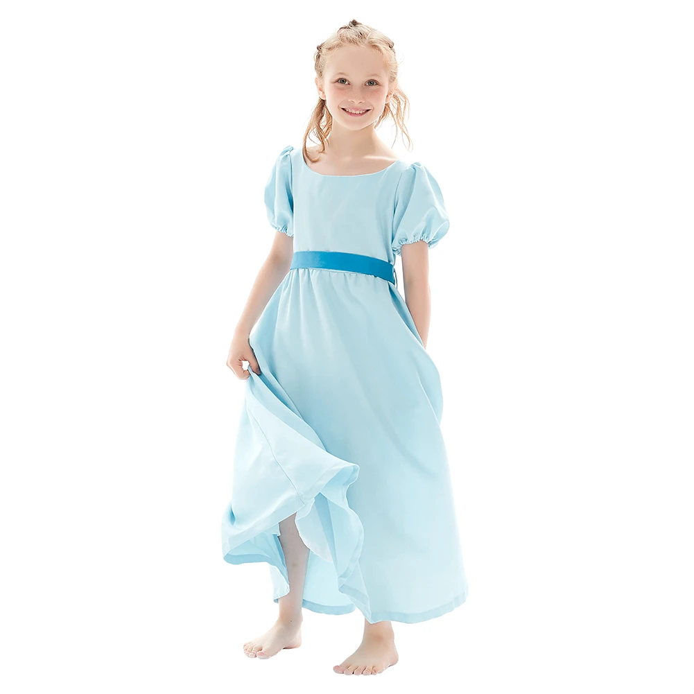 Peter Wendy Darling Cosplay Adult Kids Costume Movie Women Girls Blue Long Dress Halloween Carnival Roleplay Costume Suit