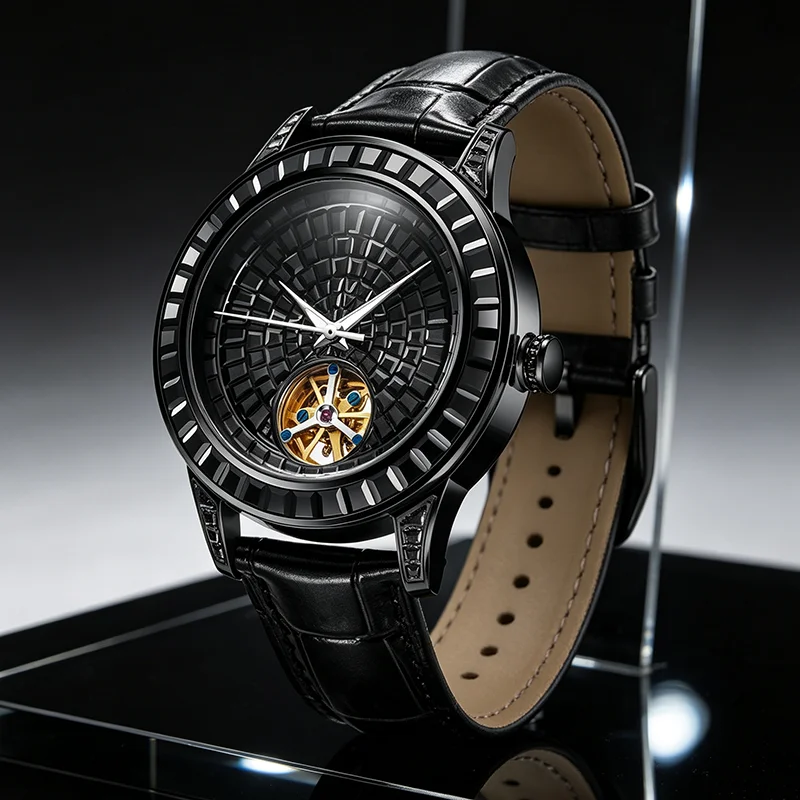 PINDU Luxury Brand Original Men's Automatic Mechanical Watches Diamond Luminous Pointer Top Wristwatch For Men Watches Gift Box