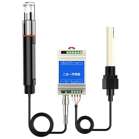 EC Sensor PH Din Rail Type PH EC Plastic Electrode Probe Detector RS485 2-in-1 Sensor Industrial Sewage Monitor for Agricultural Aquaculture