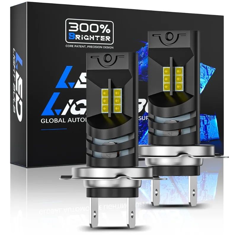 

H4 H7 H8 Socket Base LED Car Headlight 60W High Power Turbo Bulb 6000K 1200LM Chip Mini Led Light Plug & Play Wiress with Fan