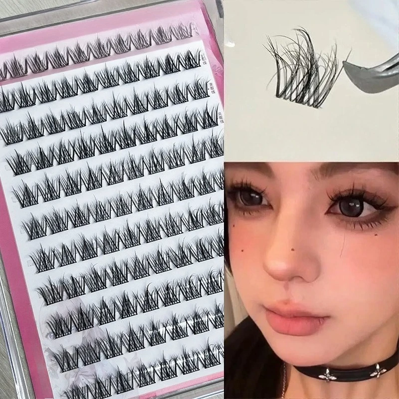 30/100 قطعة الرموش ذاتية اللصق العنقودية الطبيعية طويلة وهمية رمش تمديد لا الغراء اللازمة الفردية جلدة ماكياج أداة