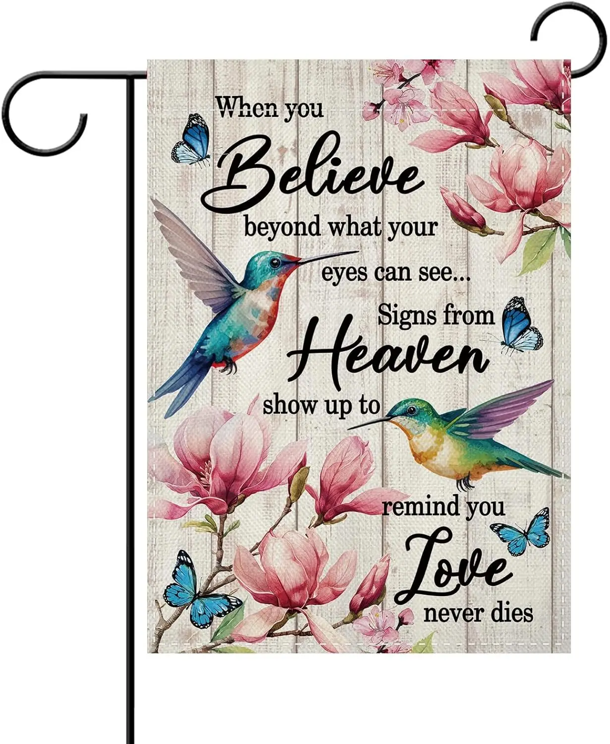 Dyrenson Memorial Hummingbird Magnolia Flower Decorative Garden Flag, Spring Summer Floral Butterfly Yard Outside Home Decor AAS