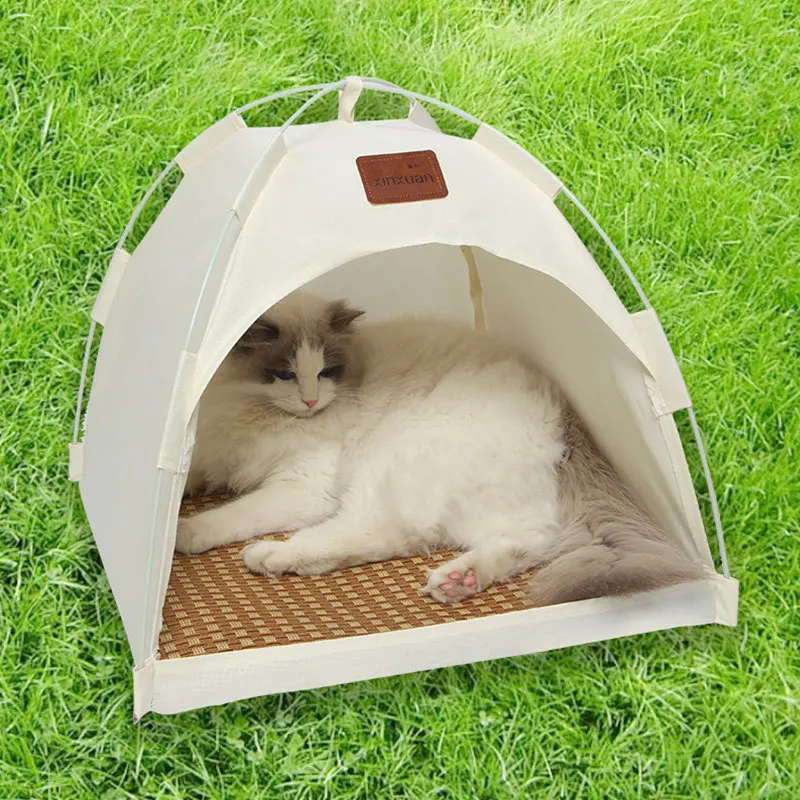 Cat House Tent Semi-enclosed Summer Outdoor Pet Tents Can Be Dismantled Washed Cat Beds Pet Products Supplies accessories