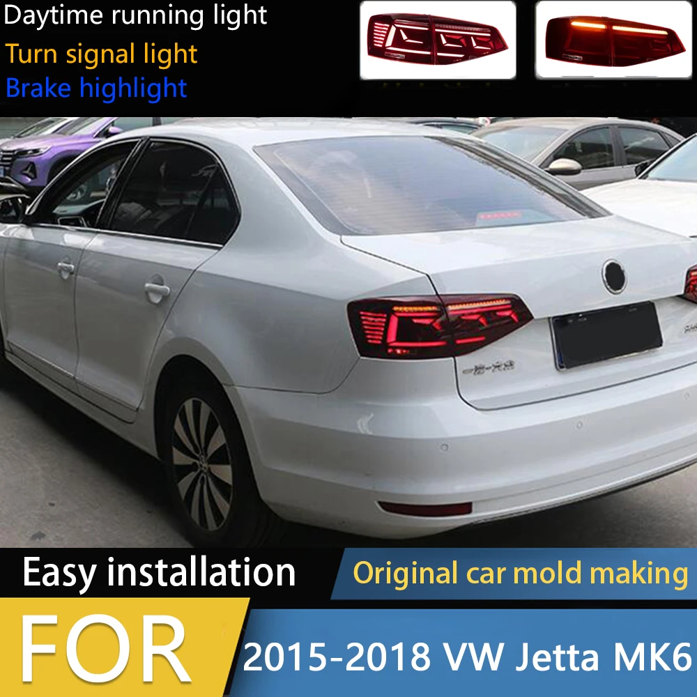 Estilo de coche para luces traseras Jetta 2015-2019 Jetta Mk6 lámpara trasera LED diseño B8 DRL señal dinámica accesorios de automóvil inverso