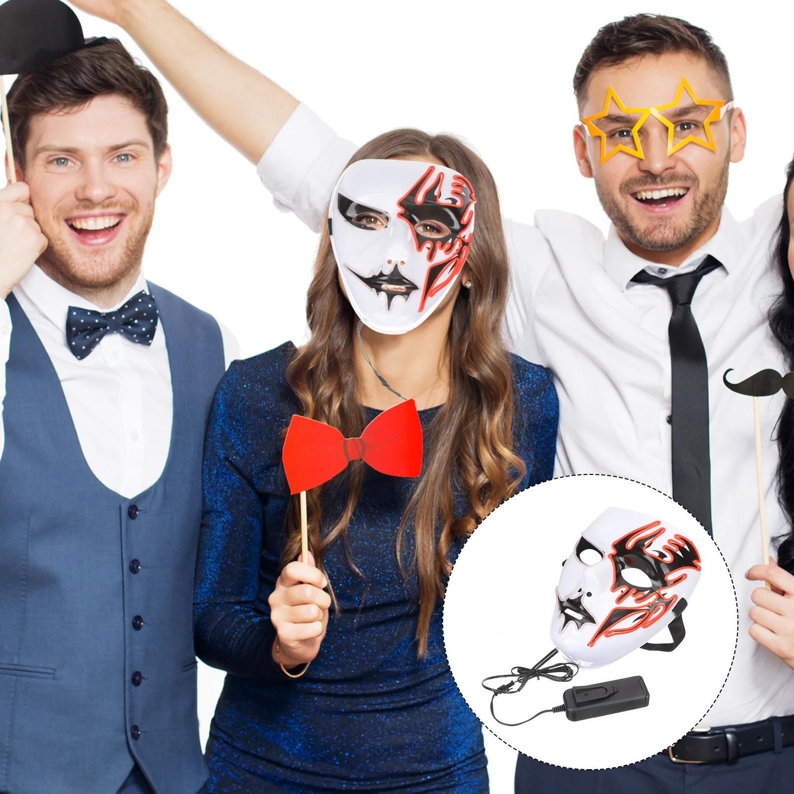 

Glowing Mask Luminous Halloween Party Mask For Cosplay Costume Fancy Dress Masquerade Festival Nightclub Bar Event