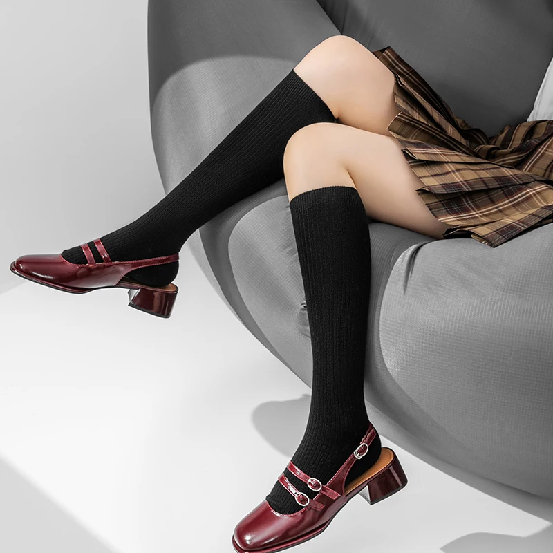 100% ميرينو الصوف السيدات جوارب موضة بلون محبوك كومة الجوارب موضة مبطن بناطيل ضيقة دافئة المرأة Nnew 2025