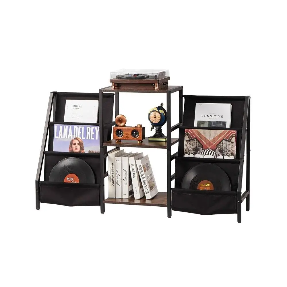 

3-Tier Black Metal Vinyl Record Stand for 280+ Albums Home Storage Organizer for CDs & DVDs