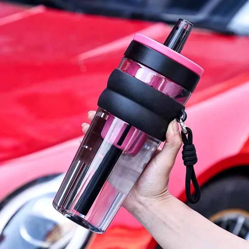 

Спортивная бутылка для воды на 1000 мл с соломинкой, уличные чашки для воды, чашка для молока, кофе, спортивная машина, посуда для напитков Botellas De Agua 1 Litros