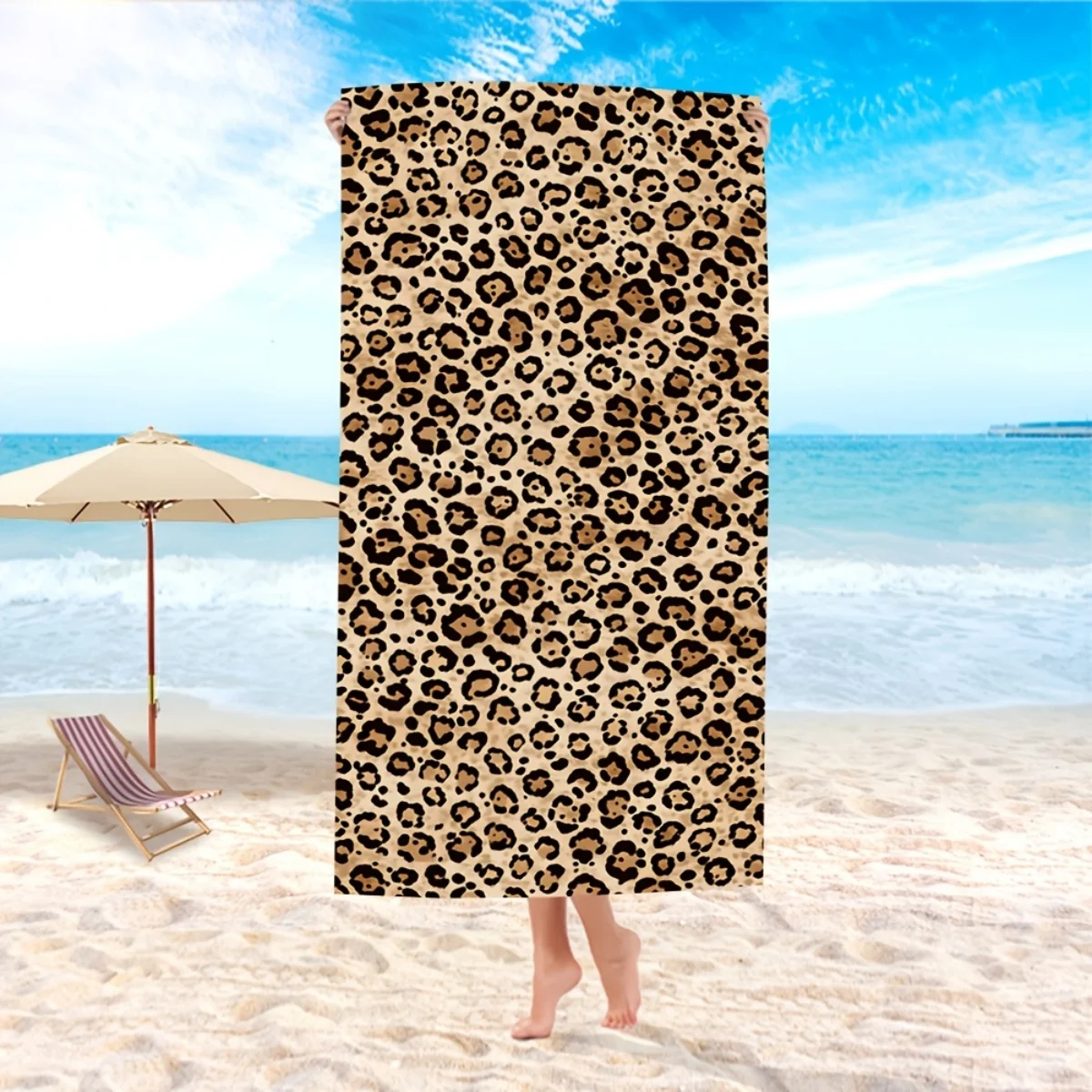 Beach Towel Leopard Print Pattern Bath Towels Fashion Wild Style Swimming Pool Blanket Travel Accessories Soft Sunbathing Mat