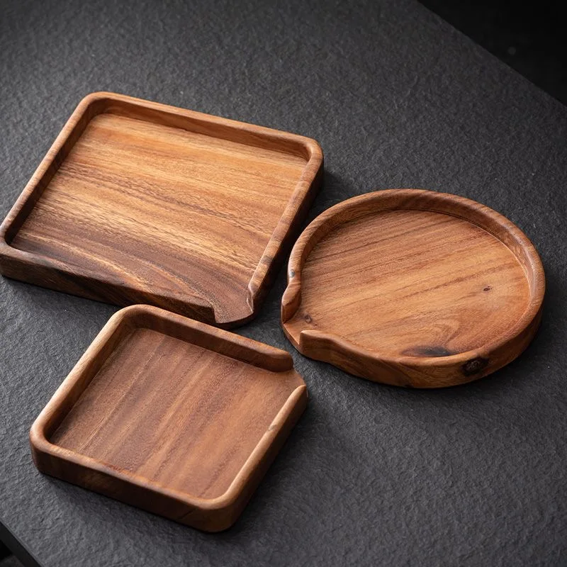 Walnut Wooden Food Tray, Puer Tea Storage Box, Tea Knife Pry Plate, Home Breakfast Cake Tray, Flower Pot Bonsai Gardening Holder