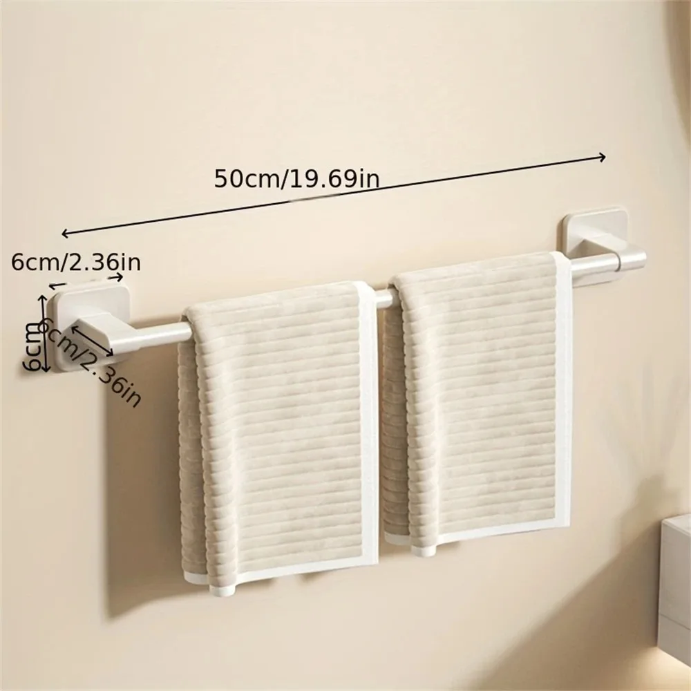 1 Piece Of Bathroom Facilities White Non-Perforated Wall-Mounted Bathroom Towel Bar Size 50cm Storage Rack Towel Rack image 6