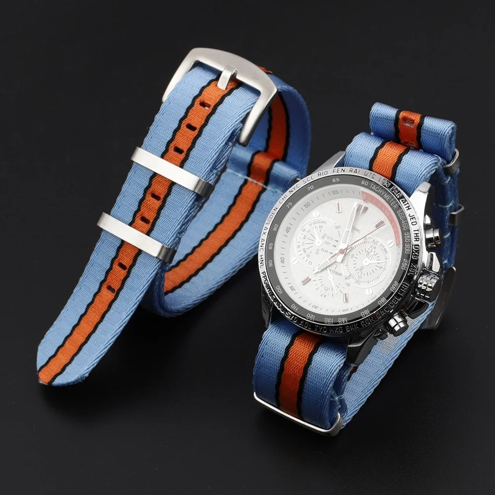 Pulseira de Relógio Premium NATO em Nylon de Peça Única 20mm 22mm, Estilo Retrô Esportivo, Lona, Acessório de Reposição para Relógio