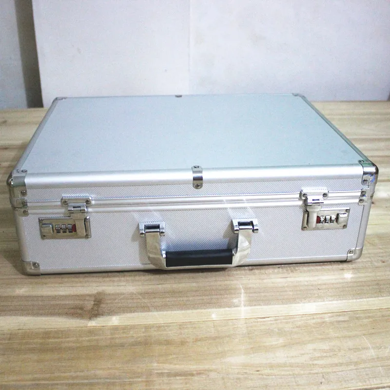 High-grade  Aluminum Tool Case Toolbox Strongbox Meter Box Suitcase File Bag Instrument Storage Sorting With Lock 47* 35*14cm