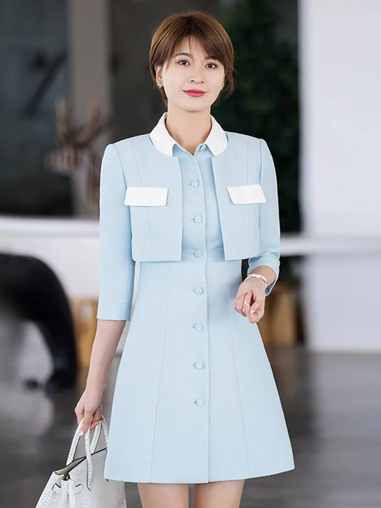 

Spring New Arrival Women's Dr Jiang Feifei Small Fraance Sle High Waist A-Line Skirt Fake Two-Piece Dr