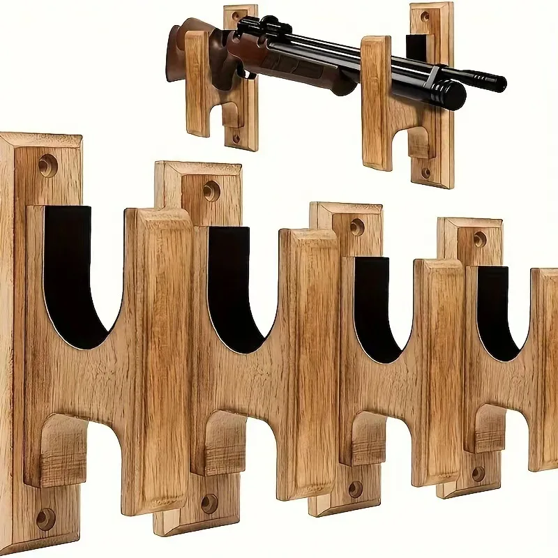 4PCS Wall Mounted Solid Wood Rack Hunting Tactical Guns Rifle Brackets Display for Airsoft Glock G17 M16 AR15 AR10 M4 AK47 AK74