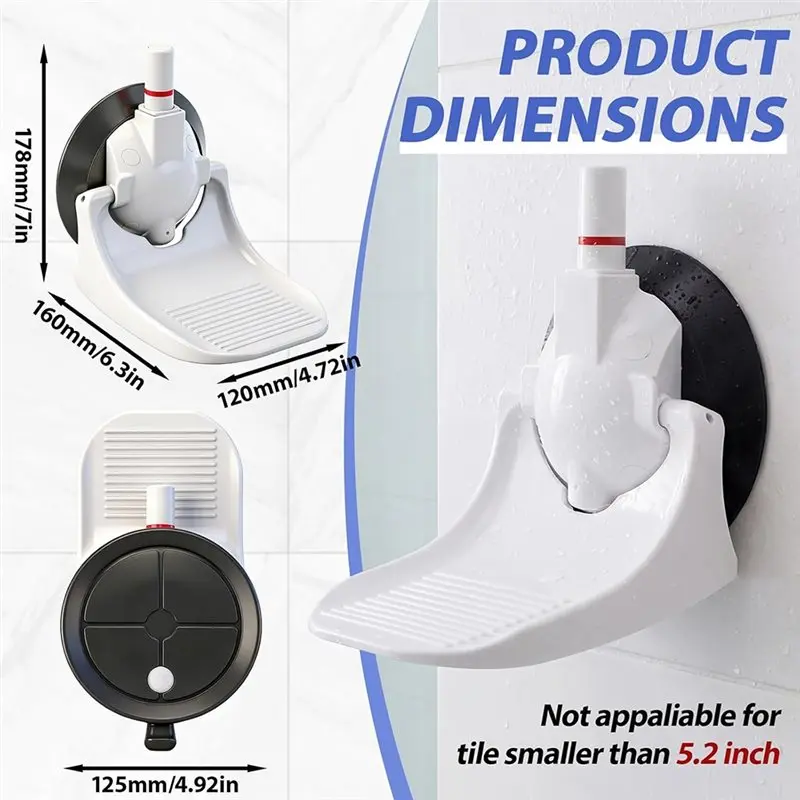 【ELECTRONIC-ACCESSORIES】Shower Foot Rest Tile Walls Over 5.2 Inches With 5IN Industrial Suction Cup Shower Rest