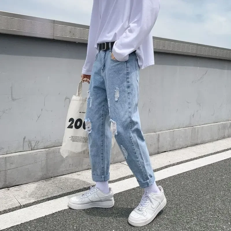 

With Pockets Man Cowboy Pants Baggy Loose Japanese Street Style Y 2k Vintage Autumn Clothing Y2k Luxury Stylish Xs Jeans for Men