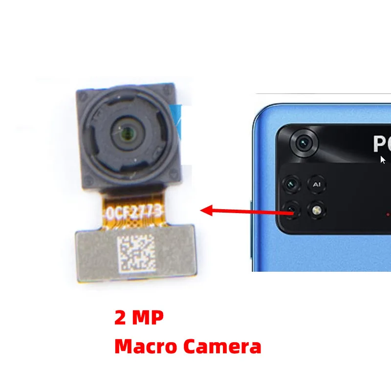 Per Xiaomi Poco M4 Pro 4G fotocamera principale posteriore + Macro + fotocamera Ultrawide + parti dello Smartphone Selfie Cam anteriore