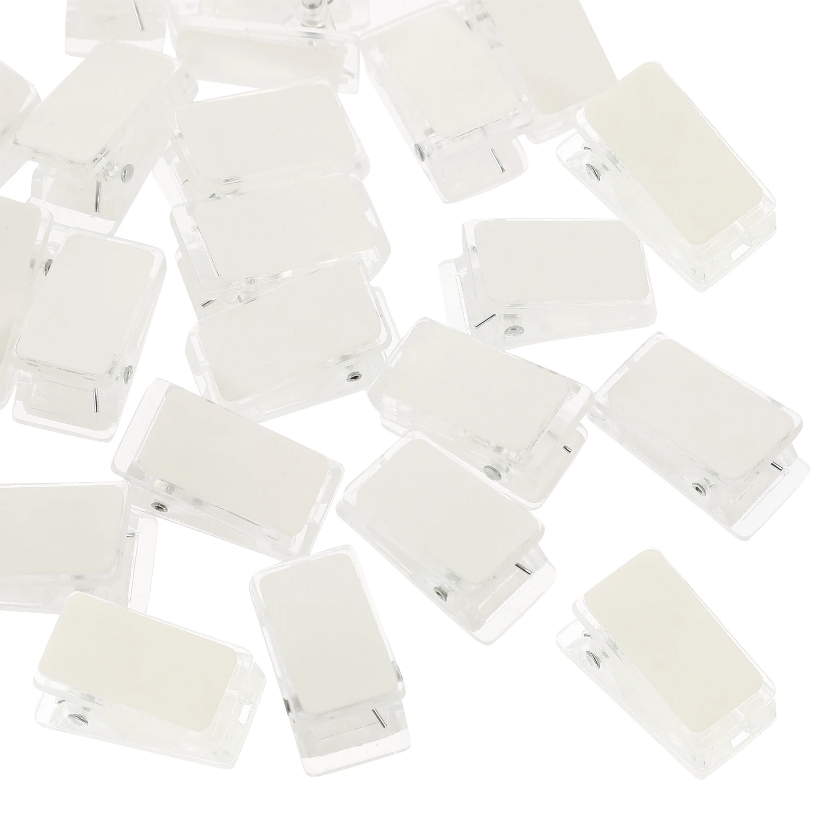 

30 Pcs ID Holder Plastic Sticky Spring Clips Badge Holders Small Attachment Transparent Clear Wall