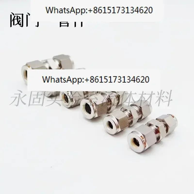 

2 pieces 316L stainless steel ferrule joint silver plated straight butt joint type double pass steel pipe gas source pipe fast