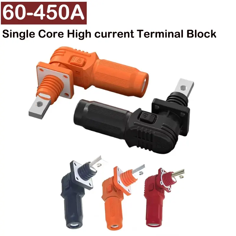 350A Single Core Energy Storage Connector 60-450A Copper Busbar Thread High Curren Terminal Block Wall Mounted Power Output Plug