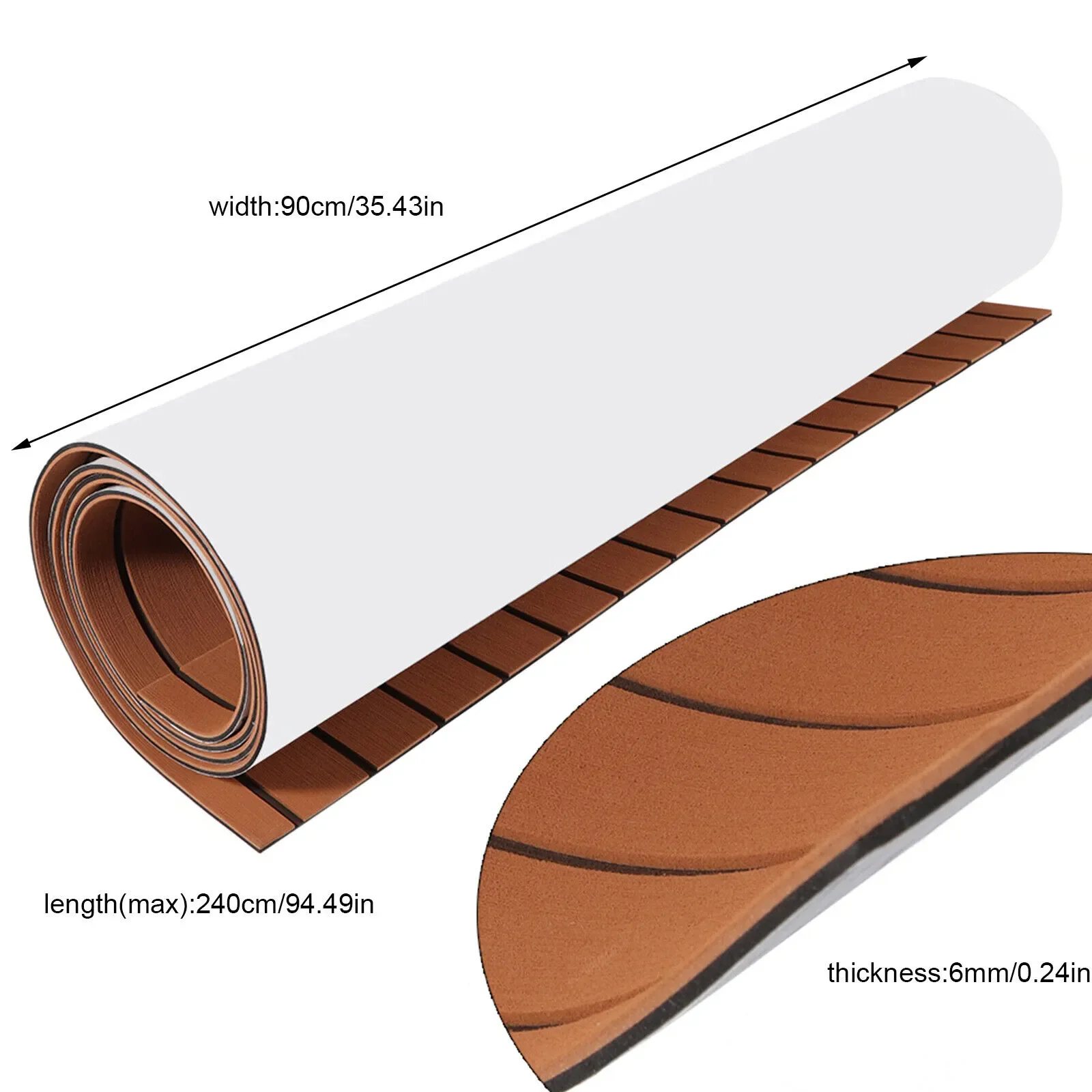 EVA Foam Marine Flooring Mat, EVA RV Mat, Anti-Slip Pad, Waterproof Durable Carpet, Boat RV Anti-Slip Flooring, Easy to Clean, Stain Resistant, High Tensile Strength, 240x90x0.6cm Brown Black Deck Pad, Safety for Yacht Caravan Camper