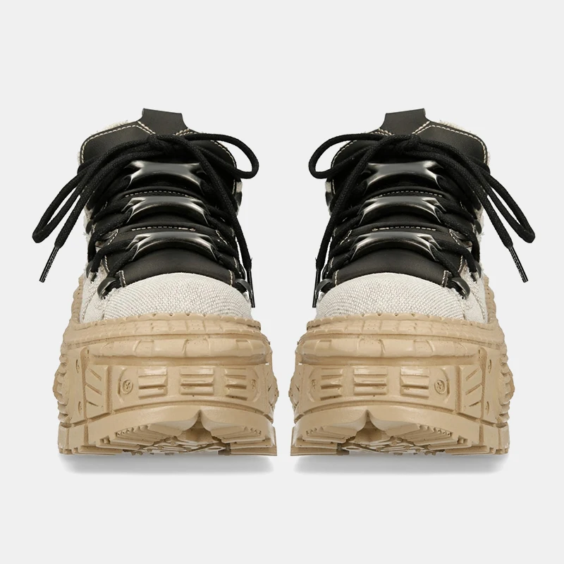 Zapatos Retro con plataforma de Metal pesado para mujer, calzado Punk de alta calidad, con contraste de Color, estilo español, para parejas, novedad