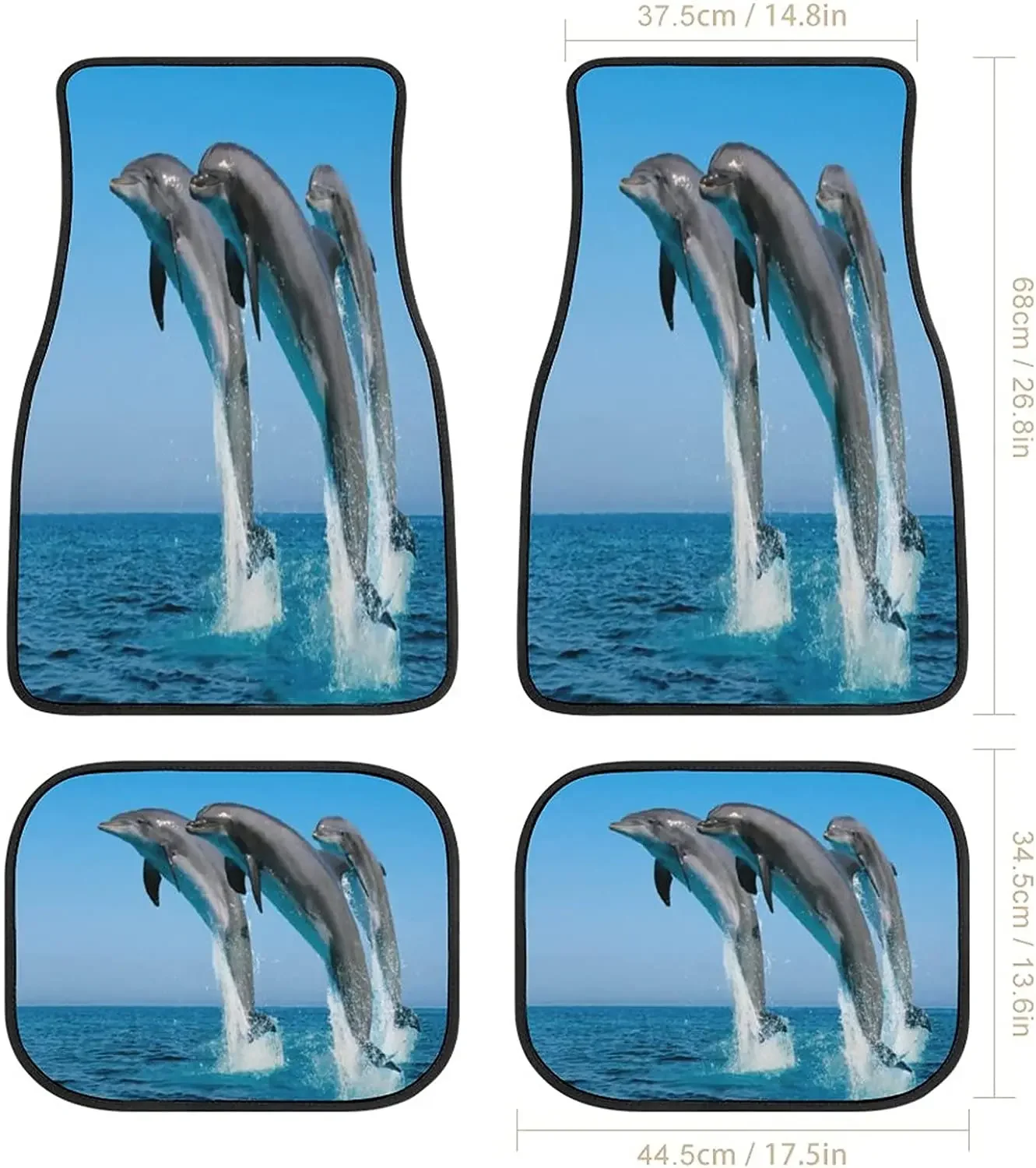 Wildlife Cute Dolphin Dancing Car Mats Universal Drive Seat Carpet Vehicle Interior Protector Mats Funny Designs All-Weather Mat