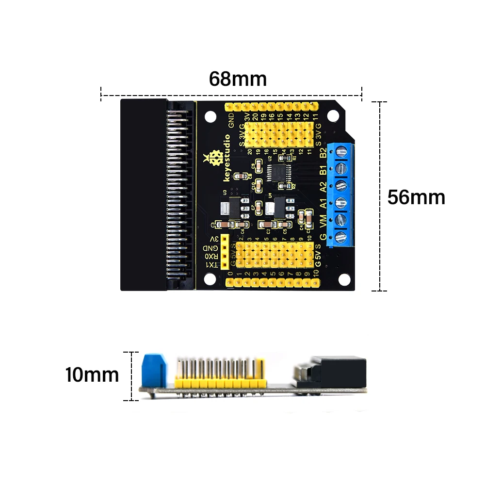 Keyestudio Micro Bit DRV8833 Motor Driver Expansion Board Shield Outputs 700mA 3-pin Interfaces 3.3V&5V Voltage For Micro:bit