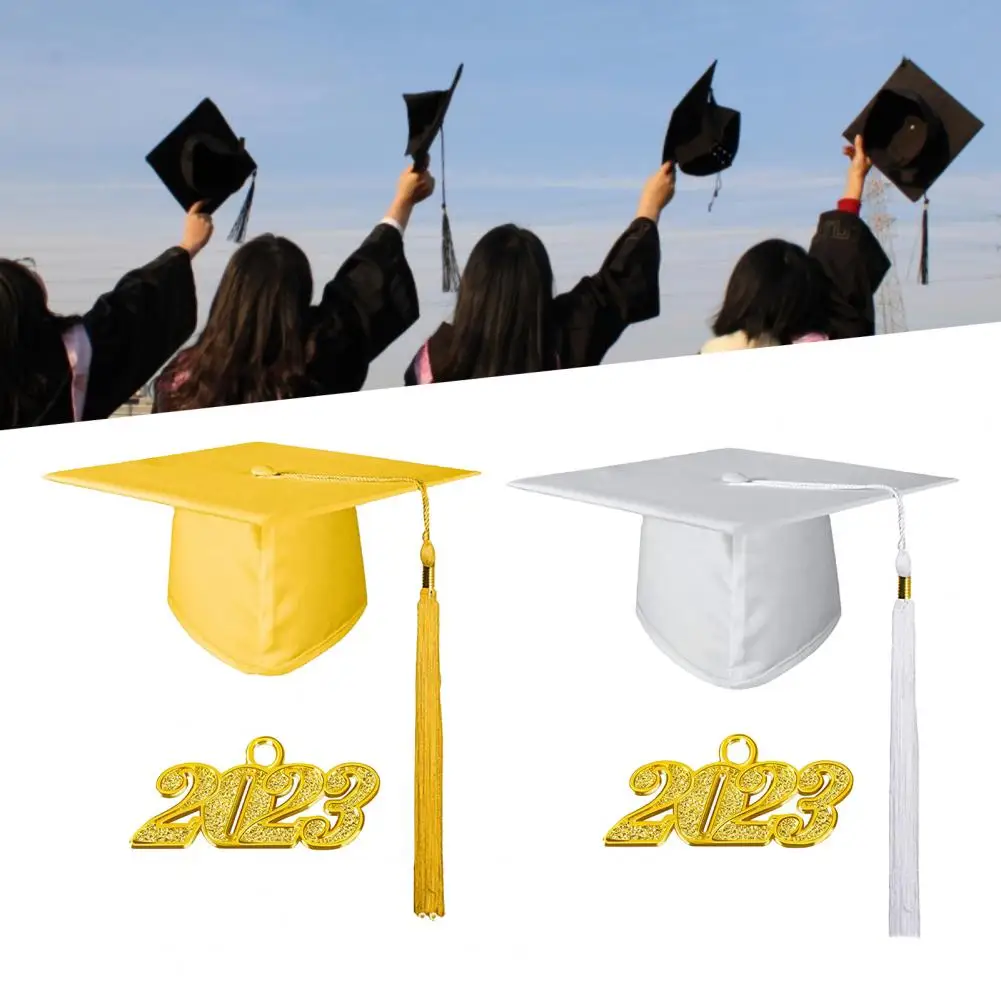 Graduation Bachelor Hat Memorable 2023 Year Tassel Pendant Flat Top Doctorial Hat Ceremony Cap Graduation Student