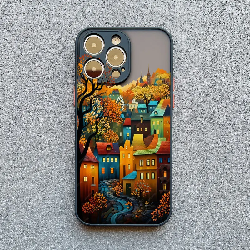 Blätter Herbst Waldhaus Handyhülle für iPhone 17 16 12 13 Mini 11 14 15 Plus Pro Max X XS XR 7 8 Schutzhülle – Detail 9