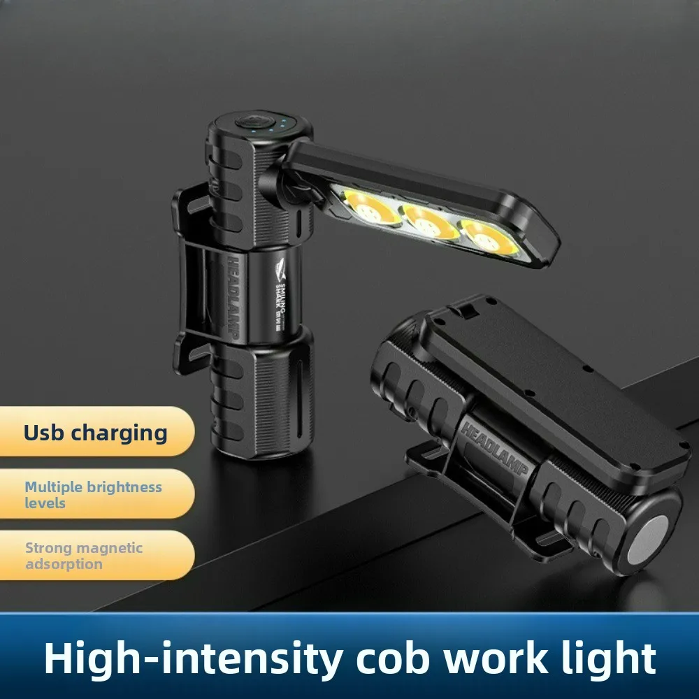 Multi-Functional Foldable Headlamp with Magnetic Base 2-Color Light Source Mini Flashlight for Multi-Angle Work Repair