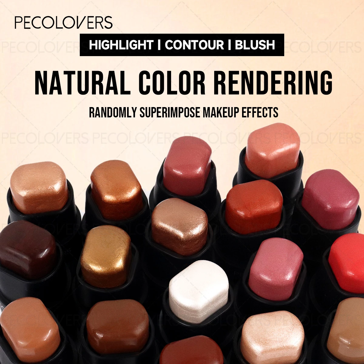 1PC シマーフェイスコンシーラー&ブラッシュスティック、非脂性、防水、持続効果、初心者に適しています