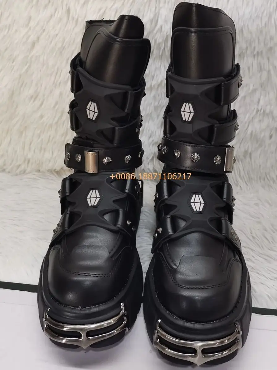 Metal Rivet Punk Party Gothic Boots 2024 New Thick-Soled Street Rock Męskie i damskie buty motocyklowe 35-45 Sportowe buty codzienne